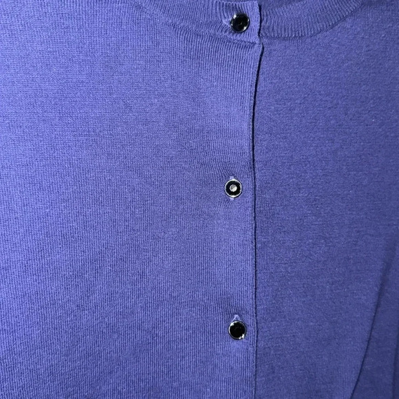 Tommy Bahama Indigo Blue Cardigan with gem buttons, 100% cotton. Size SM/P. EUC. - Picture 3 of 6